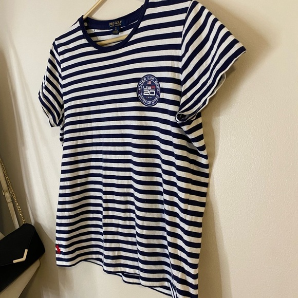 Polo Golf Ralph Lauren Nautical Blue and White Striped Short Sleeve Tee - Picture 2 of 10